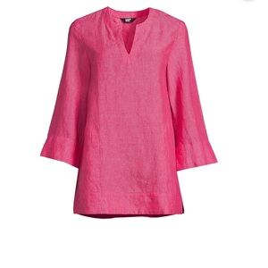 Lands’ End Linen Blend 3/4 Sleeve Tunic Top Pink Women’s Extra Large XL
